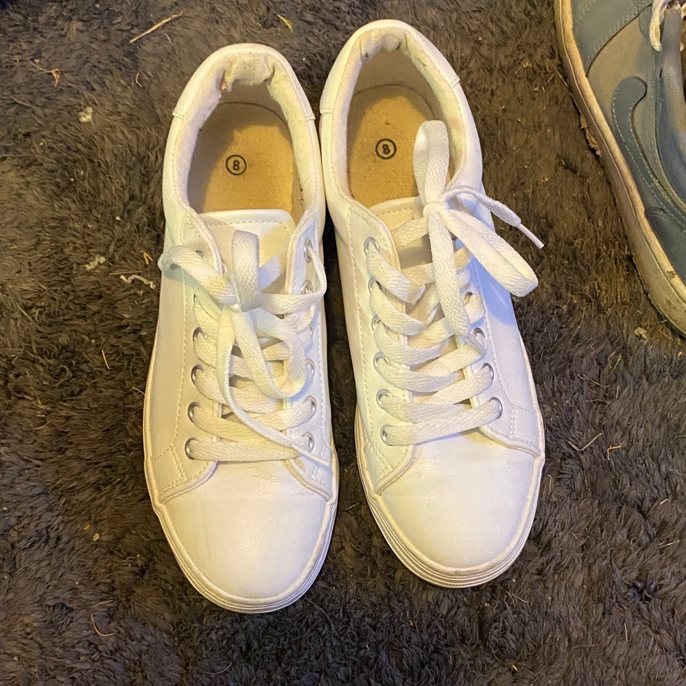 White Lace-Up Sneakers